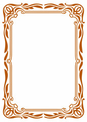 Elegant ornate frame with decorative flourishes in rich brown tones, perfect for highlighting important content