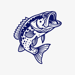 Fototapeta premium Illustration of a large mouth bass fish swimming in a bold and dynamic design