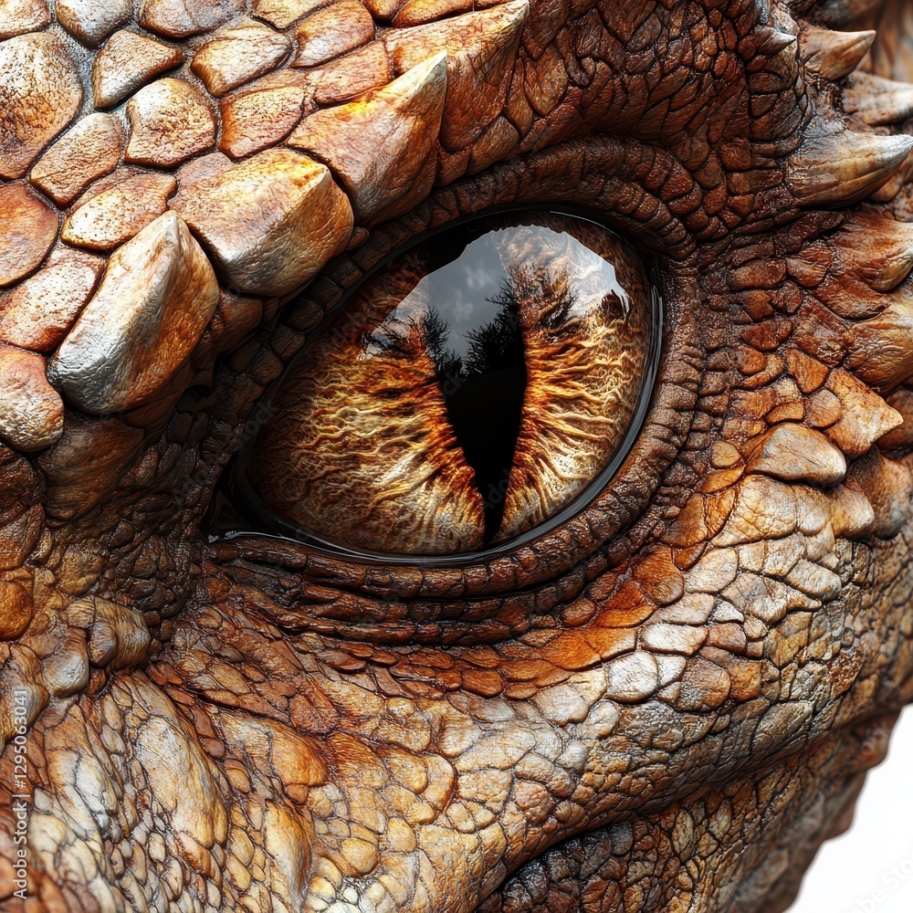 Aufkleber close-up of a lizard eye showing intricate textures and patterns with rich colors and unique details