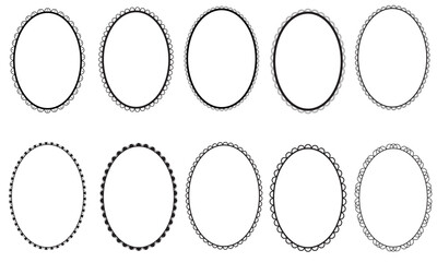 Scallop Lace Oval Frames and Borders Bundle for Wedding Invitations, Christmas Cards, Greeting Cards, Card Making, Invites, Scrapbooking. Black Vector Frames Illustration Collection Set