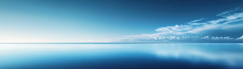 Obraz premium A vast, shimmering body of water stretches out under a bright blue sky adorned with fluffy white clouds.