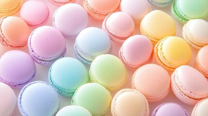 Obraz premium Numerous colorful macarons arranged in a lovely and appealing pattern