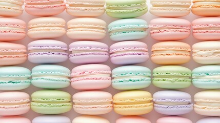 Obraz premium A vibrant display of colorful and delicious French macarons stacked