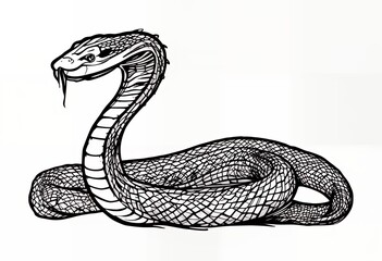 Fototapeta premium Cobra Illustration Black and White Style with Striking Pose and Design