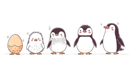 Fototapeta premium Educational penguin life stages exhibit family-friendly concept