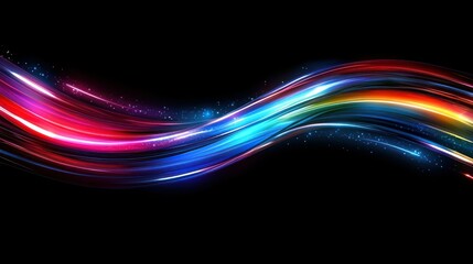 Abstract swirling colorful lights on black background