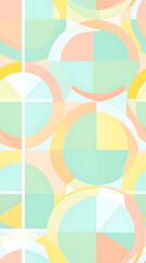 soft color squares and circles shapes geometric pattern design poster background