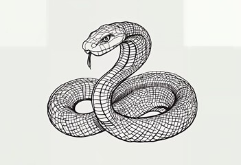Cobra snake illustration coiled with tongue out in graphic design style