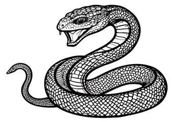 Obraz premium Stylized Snake Illustration with Open Mouth and Detailed Scale Pattern