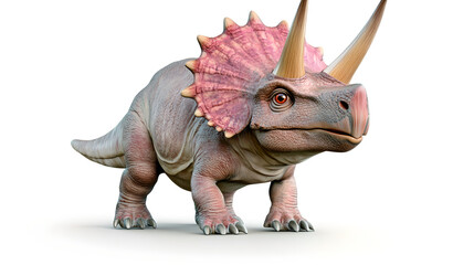 Fototapeta premium Realistic 3D Triceratops Dinosaur, Isolated on White
