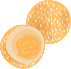 Kue Onde-Onde, Indonesia Snack Illustration