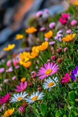 Fototapeta premium Beautiful colorful wild flowers in Spring.