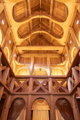 Interior Carved Ceiling of A Norwegian Stave Church, Stavekirk, in Rapid City, South Dakota, United States