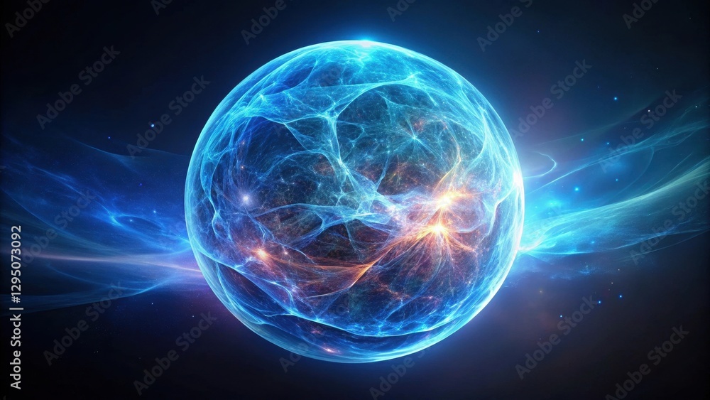 Wall mural luminous orb celestial energy field in deep space, glowing with intricate plasma streams
