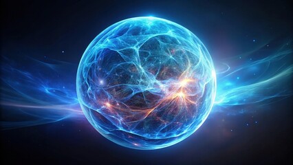 Luminous Orb Celestial Energy Field in Deep Space, Glowing with Intricate Plasma Streams