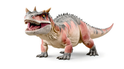 Naklejka premium Powerful Dinosaur Model Against White Background