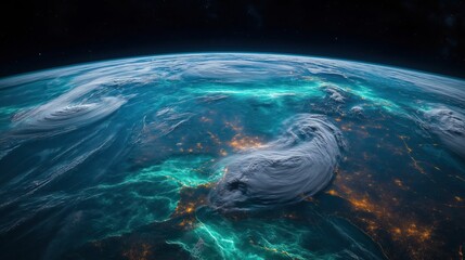 Breathtaking view of Earth from space with vibrant oceans and swirling clouds