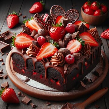 chocolate cake with strawberries