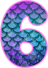 Hand drawn mermaid number 6