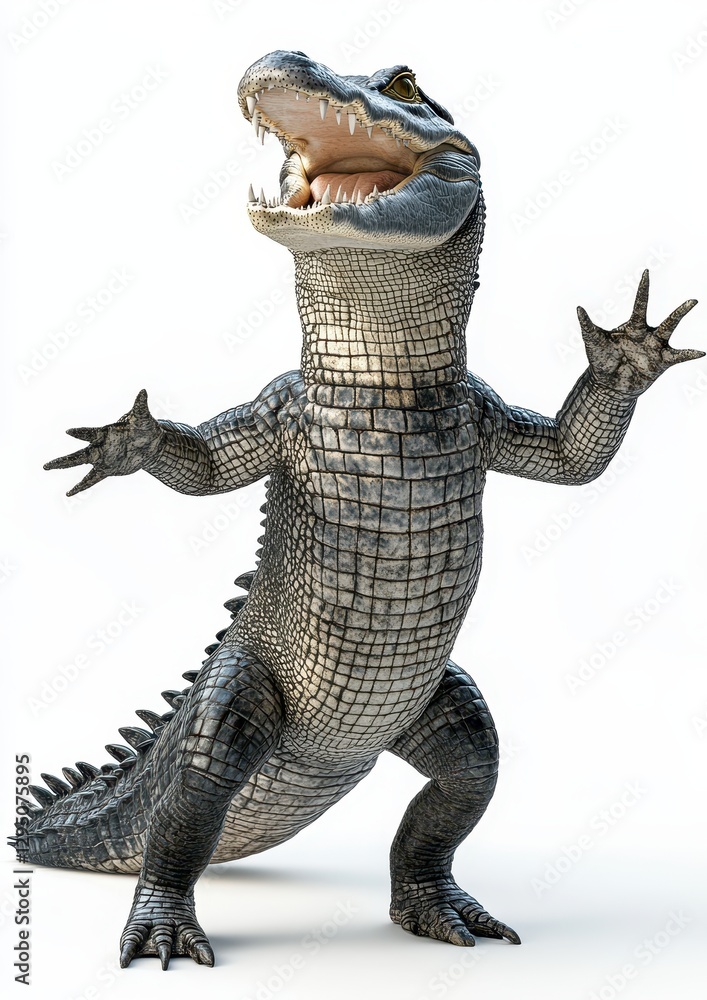 Aufkleber realistic and detailed illustration of a large dinosaur-like reptile standing in a dynamic pose on a