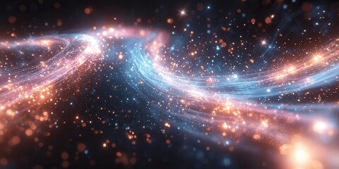 Fototapeta premium Stunning Cosmic Space Scene with Glowing Galaxy Highlights, Interstellar Dust and Bright Stars, Depicts Outer Space Beauty and Astronomical Wonders