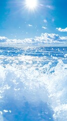 Obraz premium Bright Sunny Day Ocean Scene With White Water Wake