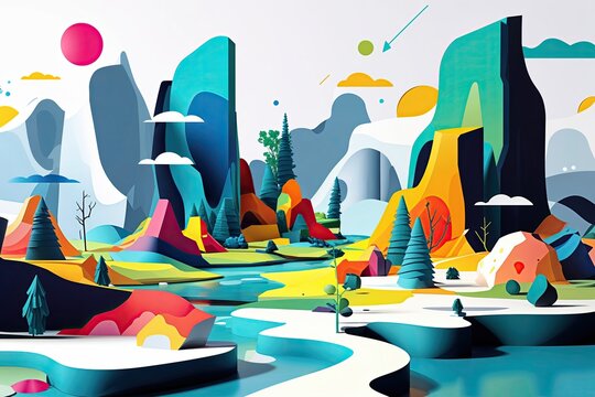 Vibrant 3D Landscape Graphics for Strong Brand Identity and Effective Visual Communication