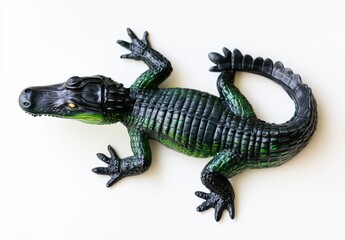 Obraz premium Realistic Toy Alligator Figure with Glossy Details and Vibrant Colors for Children’s Play and Educational Use
