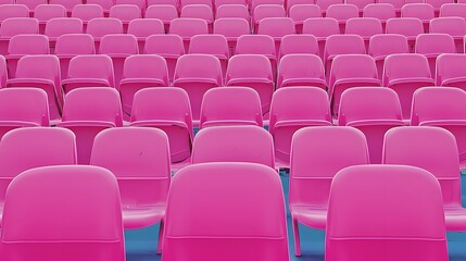 Obraz premium An array of pink stadium seats awaits event attendees in rows