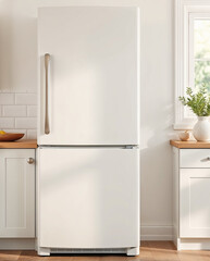 Refrigerator in kitchen mockup