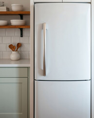 Refrigerator in kitchen mockup