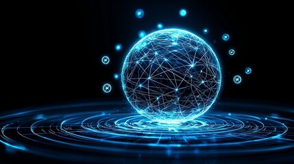 Futuristic Global Network Visualization Digital Realm Abstract Design High-Tech Environment Close-Up Innovation Concept