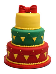 birthday colorful cake isolated on white background