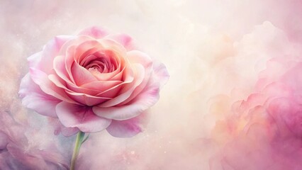 Fototapeta premium A Delicate Pink Rose in a Soft, Dreamy Setting, a Symbol of Elegance and Grace
