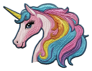Magical unicorn embroidery design craft workshop colorful. Patch design isolated