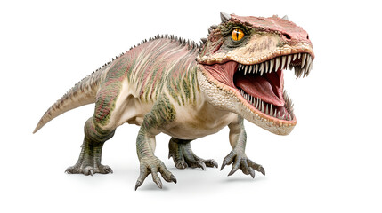 Fierce Dinosaur Roaring Against a White Background