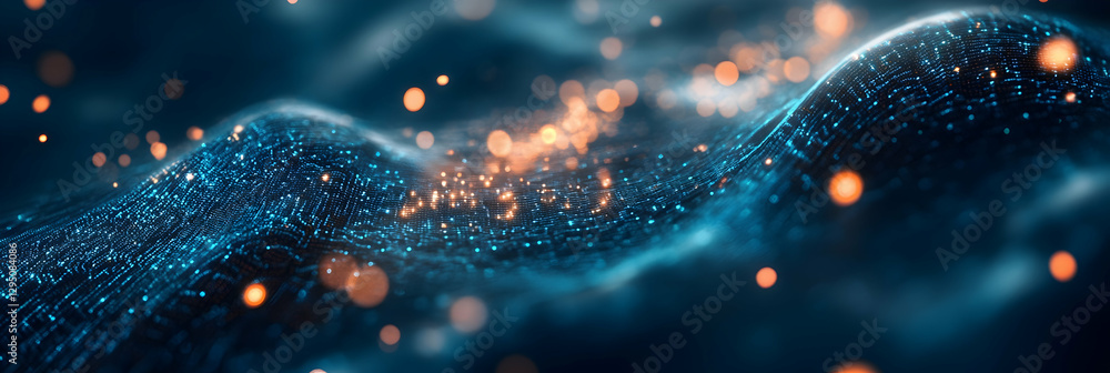 Poster cloud computing transferring big data, futuristic digital technology background -