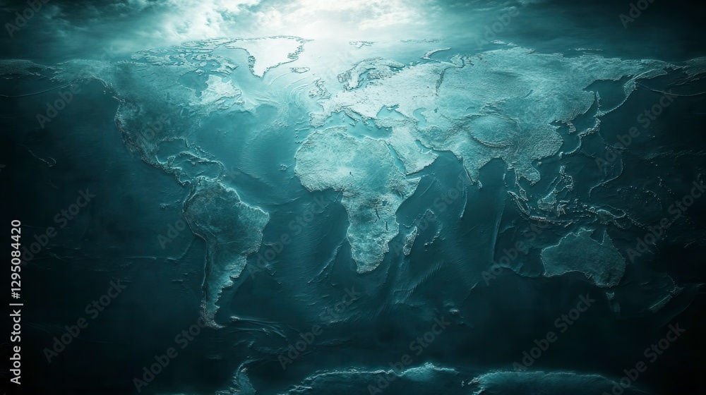 Poster abstract world map with soft lighting and high contrast