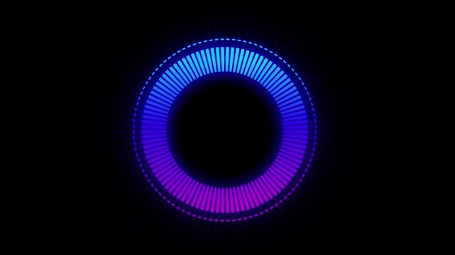 Animation blue noise sound effect on black background.