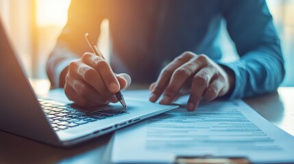 A person is focused on writing with a pen on paper, showcasing the act of note-taking or drafting ideas in a detailed manner.
