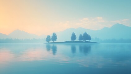 Misty Sunrise Island Landscape