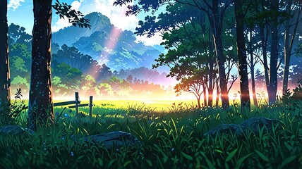 Nature anime landscape background