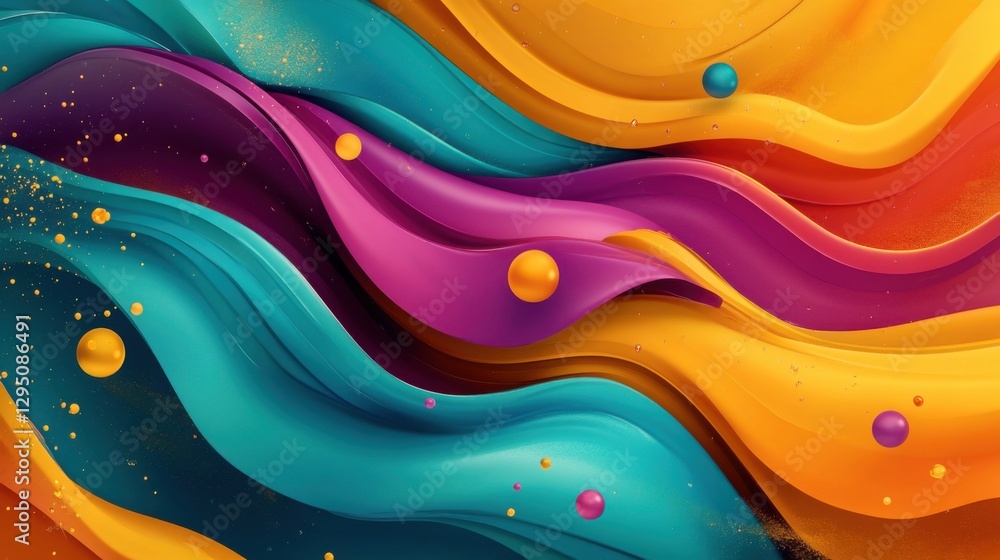 Poster vibrant abstract waveforms: a symphony of color and form