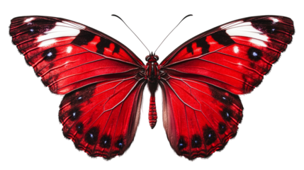 Beautiful red butterfly png with transparent background for digital designs and creative projects.