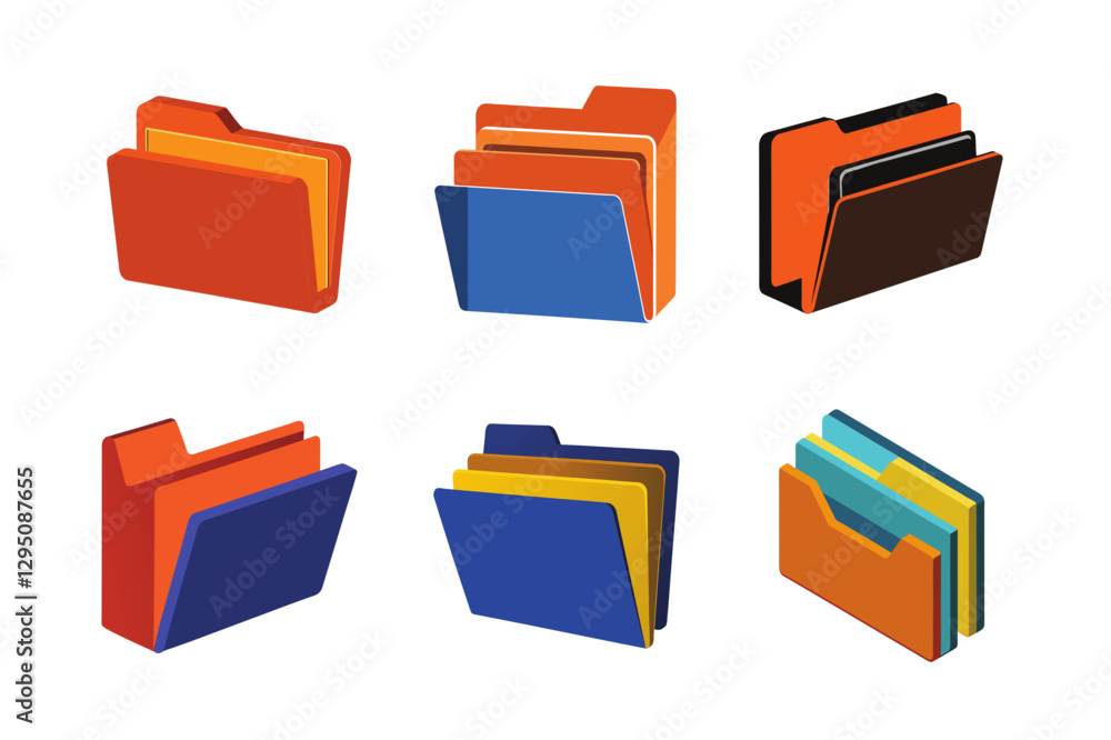 Poster folder icons set. set of folders. folder icon set. 3d folder on white background