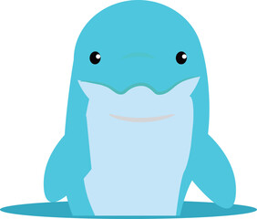 海面で立つかわいいイルカのイラスト