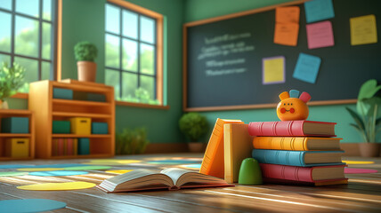 Back to school banner design featuring fun educational icons and cheerful colors