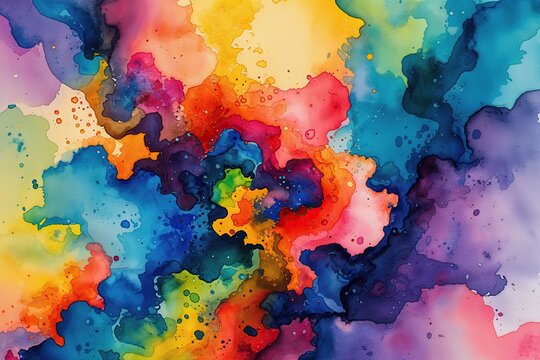 Vibrant Watercolor Abstract Background with Colorful Textures for Creative Design Projects