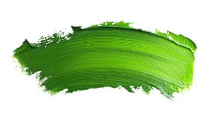 Vivid green paint brush strokes, isolated png with transparent background, ideal for digital art and design projects, vibrant green brushstroke texture for creative visual elements and artistic.