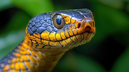 Close-up of a snake's head in a jungle setting (1)